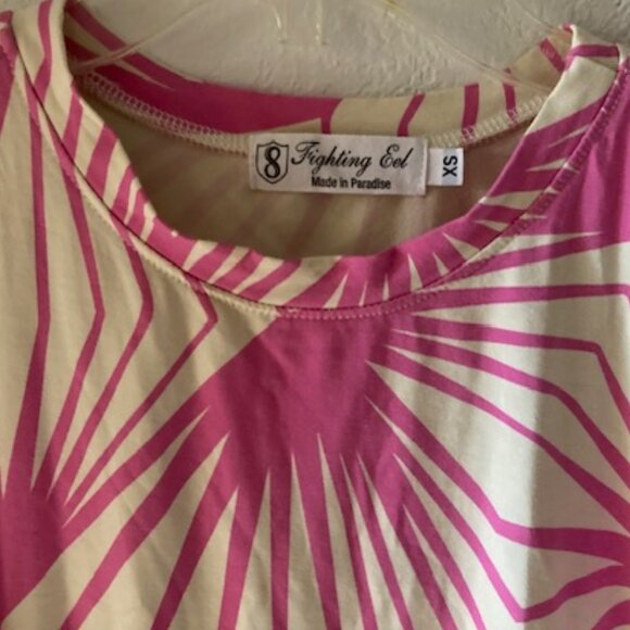 EUC FIGHTING EEL AVA SKY HONOLULU PINK PALMS WHITE TANK HAWAII GLAM LOVELY XS - Picture 4 of 15